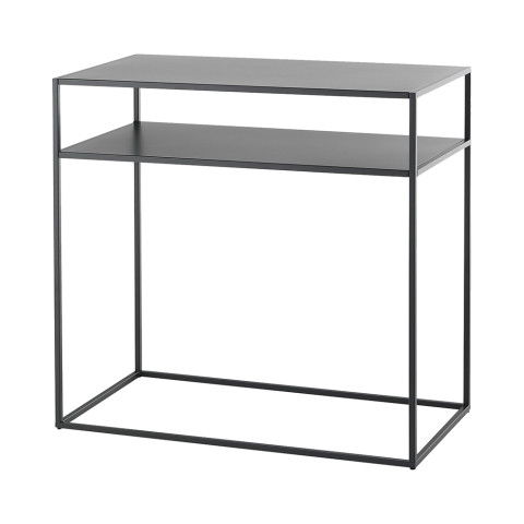 Nowoczesna konsola do przedpokoju 80x40 cm z 2 półkami z antracytowego metalu Omaha Promocja