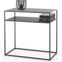 Nowoczesna konsola do przedpokoju 80x40 cm z 2 półkami z antracytowego metalu Omaha Oferta