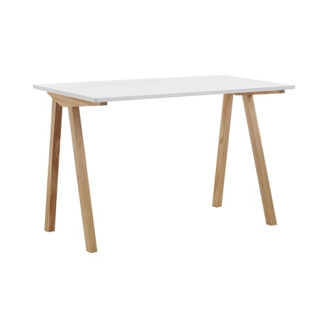 Biurko biurowe białe i dębowe w stylu skandynawskim 120x76x60cm Milton Promocja