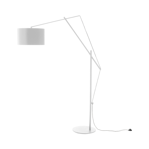 Biała lampa stojąca regulowana metalowa h210 cm Sayonara White Promocja