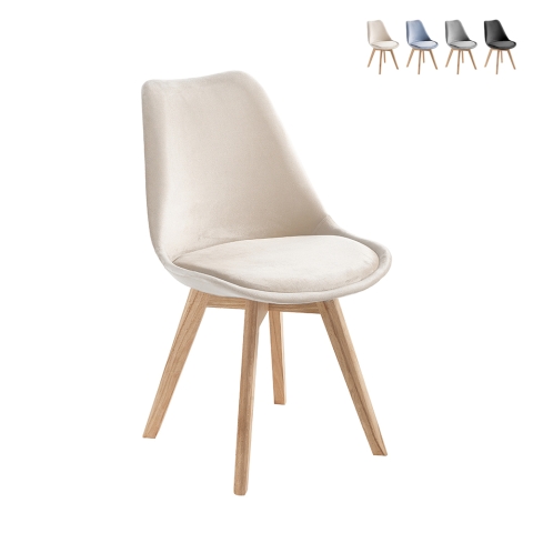 Zestaw 4 krzeseł welurowych w stylu skandynawskim do salonu i kuchni Smart Soft Promocja