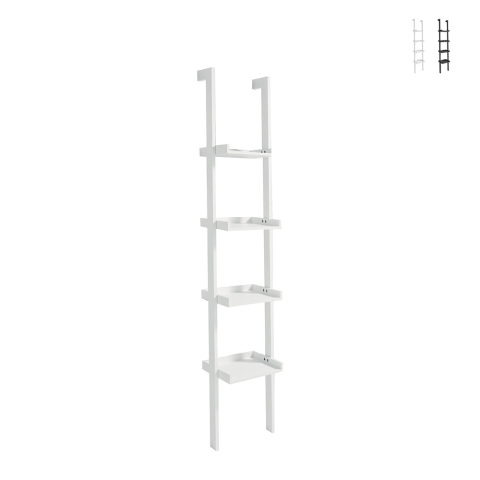 Nowoczesny biały regał ścienny w formie drabinki 4 półki h180cm Little Peoria Promocja