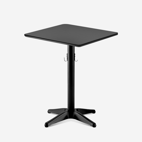 Stół barowy restauracyjny w kolorze czarnym 70x70cm nowoczesny z haczykami na torby Jotor Promocja