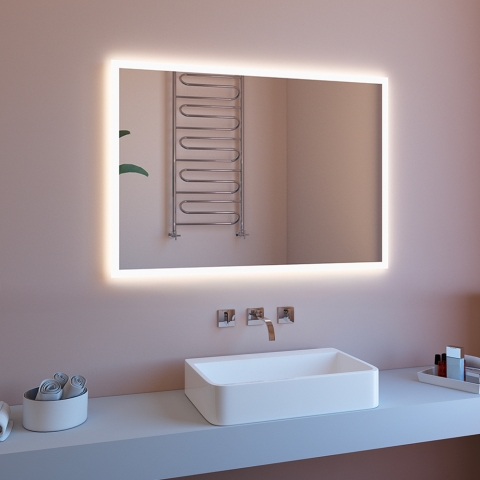 Lustro łazienkowe przeciwzaparciowe z podświetleniem LED 100x70 ETR127-M Promocja