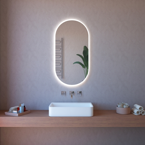 Lustro do łazienki o owalnej formie z podświetleniem LED, dotykiem oraz funkcją bluetooth ETR117-SA Promocja