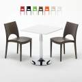 Biały kwadratowy stolik 70x70 cm z 2 kolorowymi krzesłami Paris Cocktail Promocja