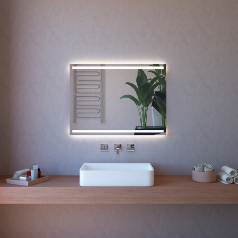 Lustro łazienkowe 100x70 cm podświetlane z Bluetooth i funkcją przeciwmgielną ETR113 Promocja