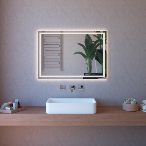 Lustro łazienkowe antyparowe podświetlane 100x70 z LED ETR111 Promocja