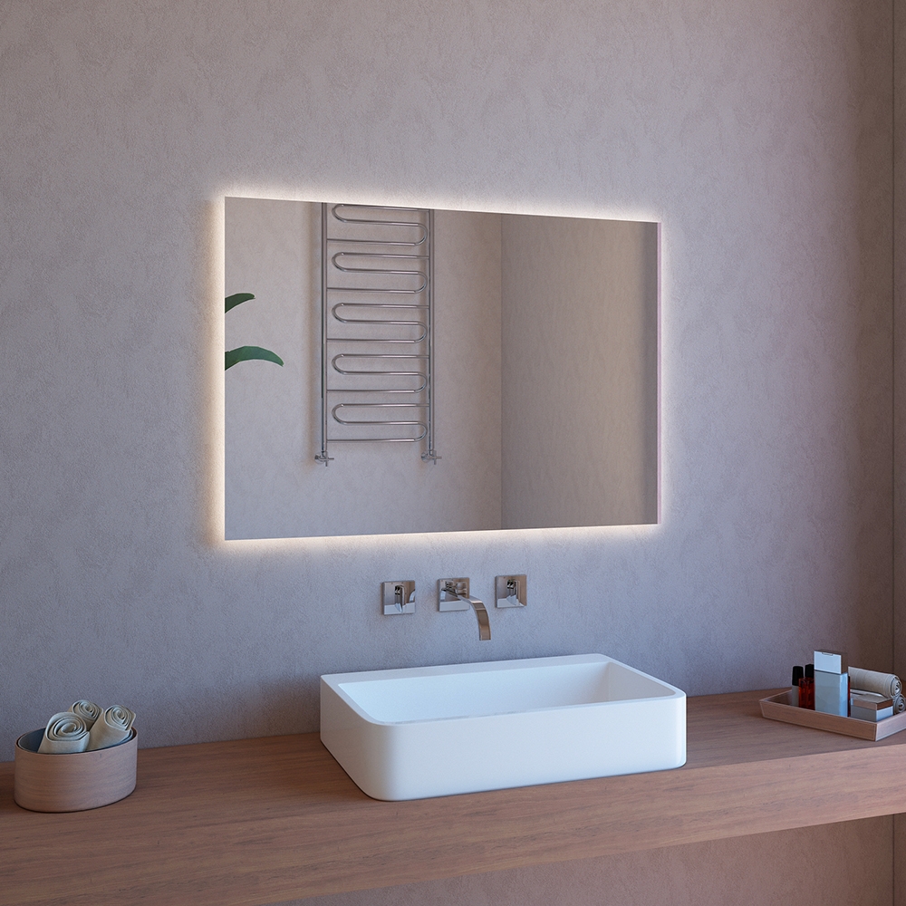 Lustro łazienkowe LED podświetlane 100x70cm z głośnikiem Bluetooth ETR109 Promocja Lustro łazienkowe LED podświetlane 100x70cm z głośnikiem Bluetooth ETR109 Promocja