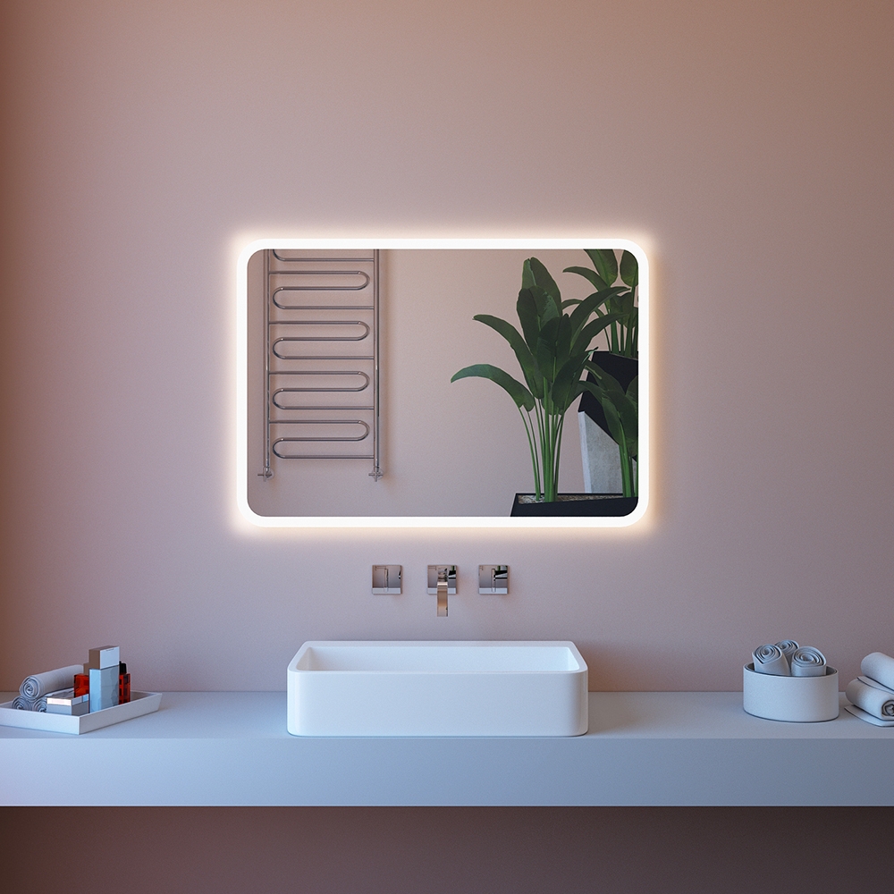 Lustro łazienkowe LED podświetlane 80x70cm z systemem zapobiegającym parowaniu ETR100-M Promocja Lustro łazienkowe LED podświetlane 80x70cm z systemem zapobiegającym parowaniu ETR100-M Promocja