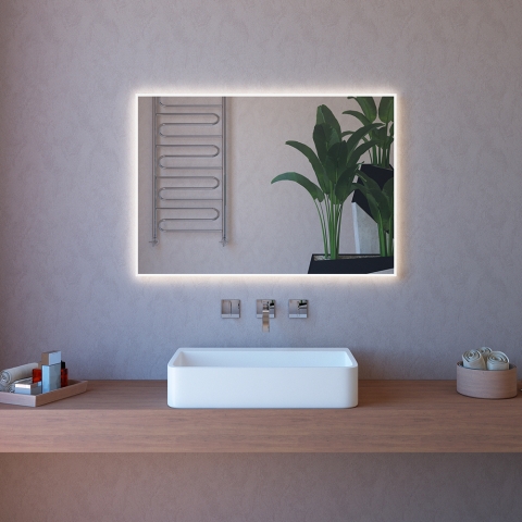 Lustro łazienkowe z polerowanymi krawędziami, dotykowe podświetlenie 110x80 cm ETR108 Promocja