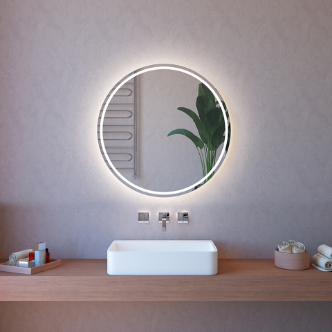 Lustro łazienkowe okrągłe z podświetleniem LED 85cm z funkcją antyparowania ETR103-L Promocja