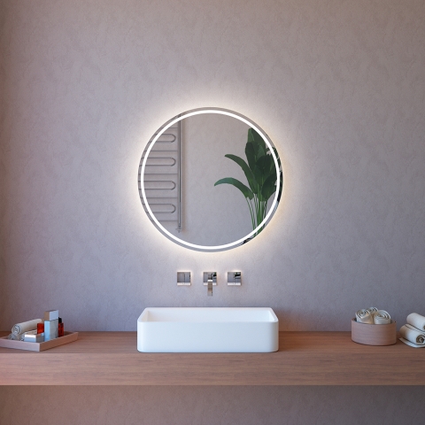 Lustro łazienkowe okrągłe 75cm z podświetleniem LED i funkcją przeciwmgłową ETR103-M Promocja