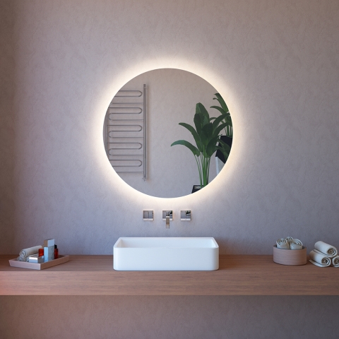 Lustro łazienkowe LED z funkcją przeciwmgielną, okrągłe 90 cm, podświetlane ETR116-XL Promocja
