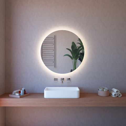 Okrągłe lustro łazienkowe z podświetleniem LED i dotykowym panelem 75cm ETR116-M Promocja