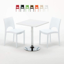 Biały kwadratowy stolik 70x70 cm z 2 kolorowymi krzesłami Paris Cocktail Sprzedaż
