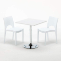 Biały kwadratowy stolik 70x70 cm z 2 kolorowymi krzesłami Paris Cocktail 