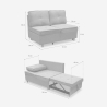 Sofa rozkładana 2-osobowa, oszczędzająca przestrzeń, z szarej tkaniny Wanda Model