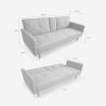 Sofa do spania 2 osobowa w stylu nordyckim z tkaniny z uchwytem na napoje Donum Model
