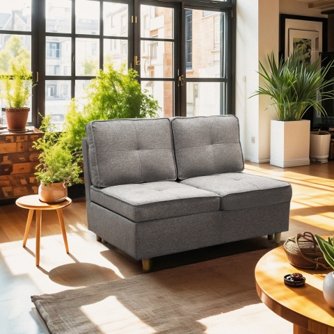 Sofa rozkładana 2-osobowa, oszczędzająca przestrzeń, z szarej tkaniny Wanda Promocja