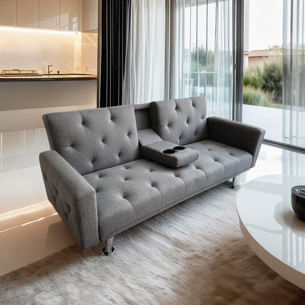 Sofa z funkcją spania rozkładana dwuosobowa z podłokietnikiem i uchwytem na napoje Otium Promocja Sofa z funkcją spania rozkładana dwuosobowa z podłokietnikiem i uchwytem na napoje Otium Promocja