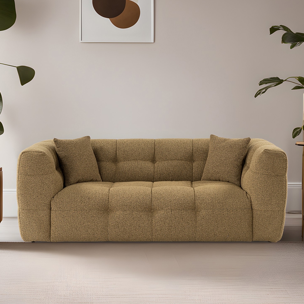 Nowoczesna sofa dwuosobowa z bouclé w kolorze khaki 192 cm Cady 2 Promocja Nowoczesna sofa dwuosobowa z bouclé w kolorze khaki 192 cm Cady 2 Promocja