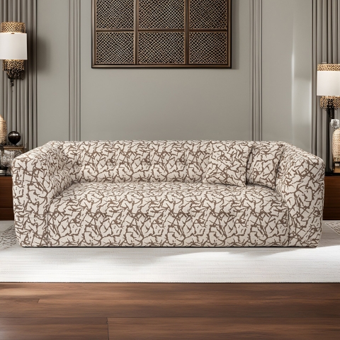 Nowoczesna sofa 3-osobowa z tkaniny wzorzystej z poduszkami 235cm Cady 3 Promocja