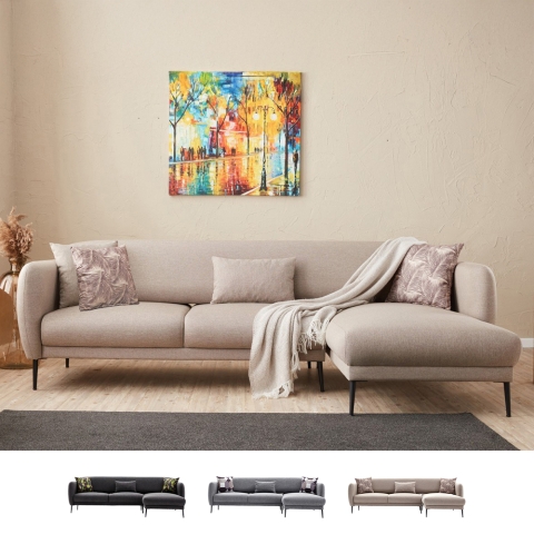 Narożna sofa rozkładana 3-osobowa z prawym szezlongiem z tkaniny Venus 3R Promocja