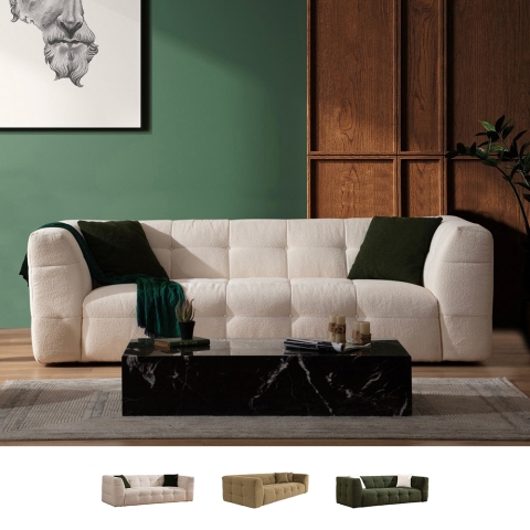 Nowoczesna sofa 3-osobowa z bouclé z poduszkami 235cm Cady Promocja
