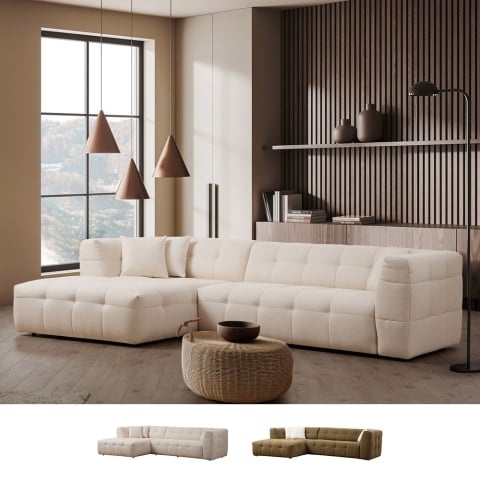 Modułowa sofa narożna 4-osobowa z szezlongiem w bouclè Cady Left Promocja