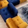 Modułowa sofa 4-osobowa niebieska z podnóżkiem welurowa Bubble 3SPV Model