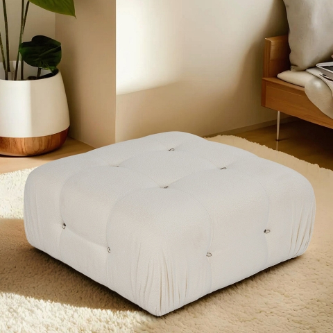 Biały puf podnóżek z bouclè 95x95 cm Bubble PB Promocja