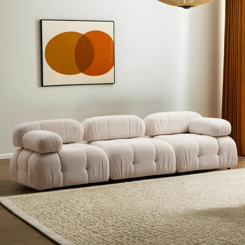 Sofa modułowa kremowa 4-osobowa z tkaniny Bubble 3S Promocja