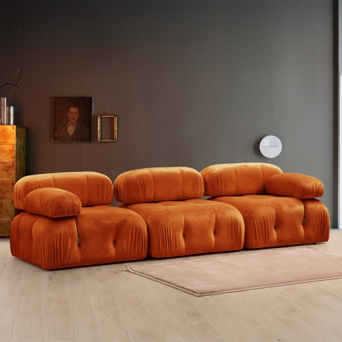 Modułowa sofa 4-osobowa z pomarańczowego weluru Bubble 3SV Promocja
