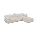 Modułowa sofa 4-osobowa z podnóżkiem w białym bouclé Bubble 3SPB Środki