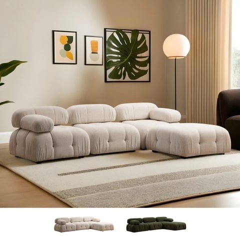 Modułowa sofa 4-osobowa z podnóżkiem z tkaniny Bubble 3SP Promocja