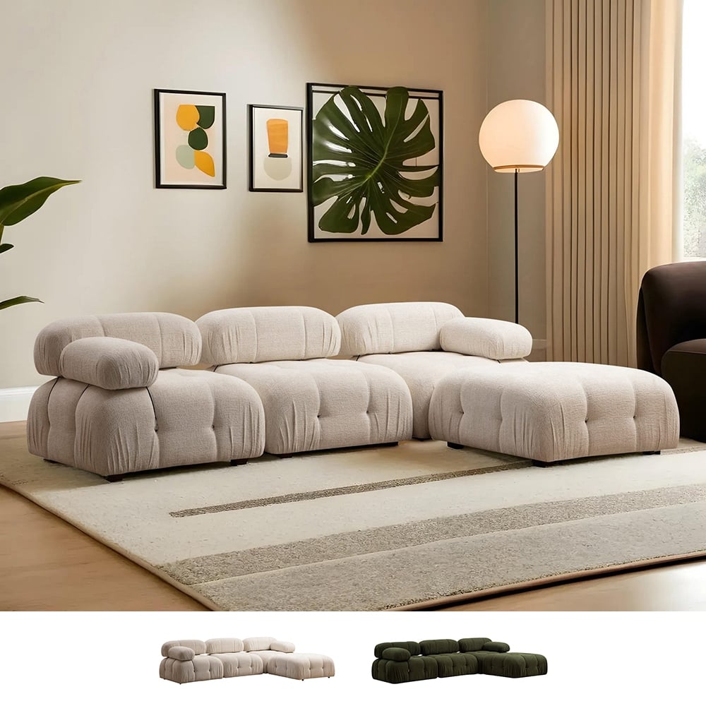 Modułowa sofa 4-osobowa z podnóżkiem z tkaniny Bubble 3SP Promocja Modułowa sofa 4-osobowa z podnóżkiem z tkaniny Bubble 3SP Promocja
