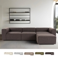 Modułowa sofa 4-osobowa z podnóżkiem z lnu Fora Promocja