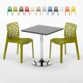 Czarny kwadratowy stolik 70x70 cm z 2 kolorowymi krzesłami Gruvyer Mojito Promocja