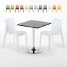 Czarny kwadratowy stolik 70x70 cm z 2 kolorowymi krzesłami Gruvyer Mojito Oferta