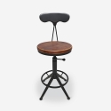 Taboret obrotowy regulowany w stylu vintage industrialnym z oparciem Crewi Back Sprzedaż