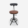 Taboret obrotowy regulowany w stylu vintage industrialnym z oparciem Crewi Back Sprzedaż