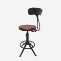 Taboret obrotowy regulowany w stylu vintage industrialnym z oparciem Crewi Back Sprzedaż