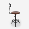 Taboret obrotowy regulowany w stylu vintage industrialnym z oparciem Crewi Back Oferta