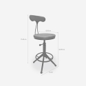Taboret obrotowy regulowany w stylu vintage industrialnym z oparciem Crewi Back Rabaty
