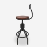 Stołek barowy vintage industrialny z oparciem, regulowany, Junt Oferta