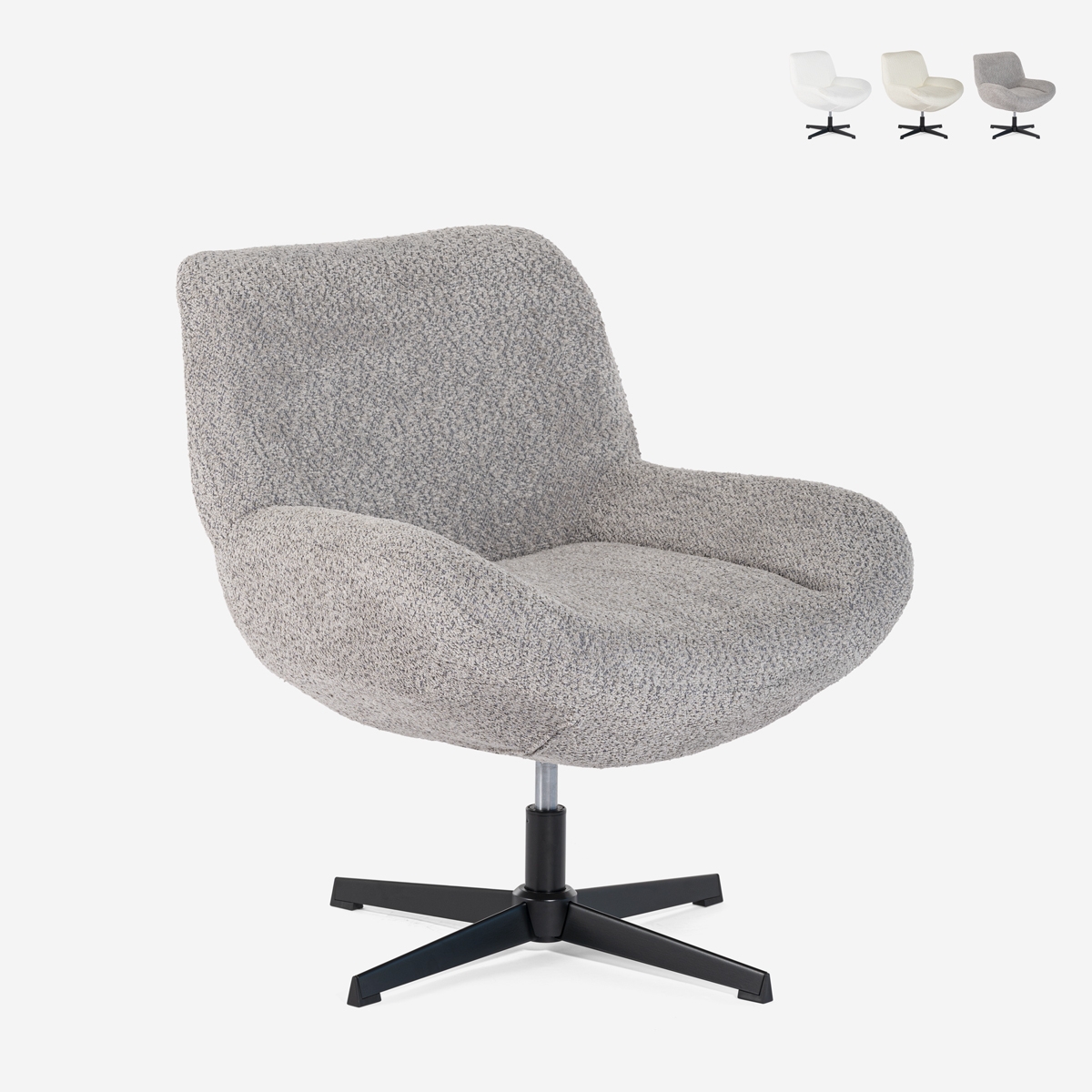 Fotel obrotowy elegancki z tkaniny bouclé do salonu biura Lehm Promocja Fotel obrotowy elegancki z tkaniny bouclé do salonu biura Lehm Promocja