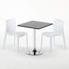 Czarny kwadratowy stolik 70x70 cm z 2 kolorowymi krzesłami Gruvyer Mojito 