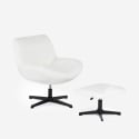 Fotel obrotowy ergonomiczny do salonu z tkaniny bouclé z podnóżkiem Janes Koszt