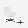Fotel obrotowy ergonomiczny do salonu z tkaniny bouclé z podnóżkiem Janes Koszt